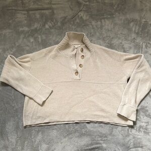 Women's Cream Grade & Gather Sweater with Button Detail